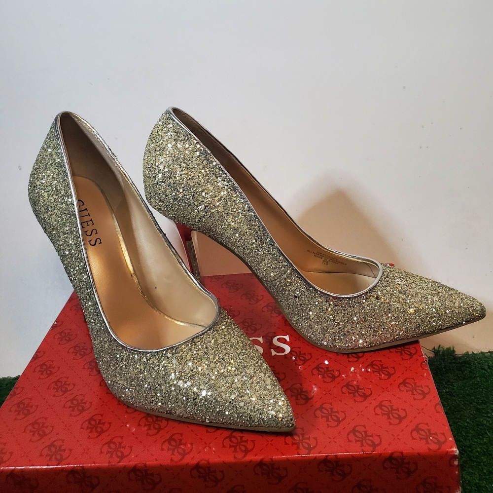 Guess Silver Sequin stiletto Heels